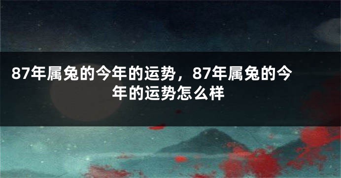 87年属兔的今年的运势，87年属兔的今年的运势怎么样
