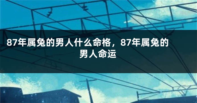 87年属兔的男人什么命格，87年属兔的男人命运