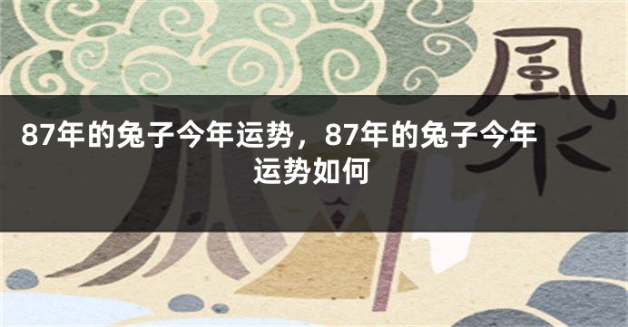 87年的兔子今年运势，87年的兔子今年运势如何