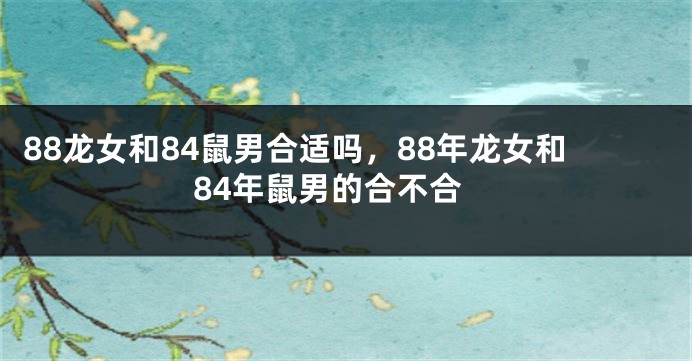 88龙女和84鼠男合适吗，88年龙女和84年鼠男的合不合