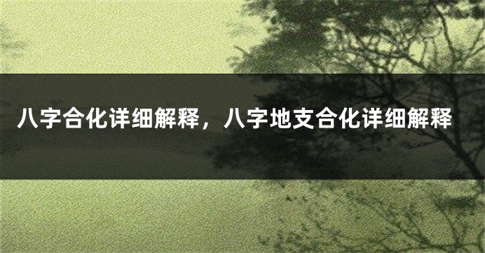 八字合化详细解释，八字地支合化详细解释