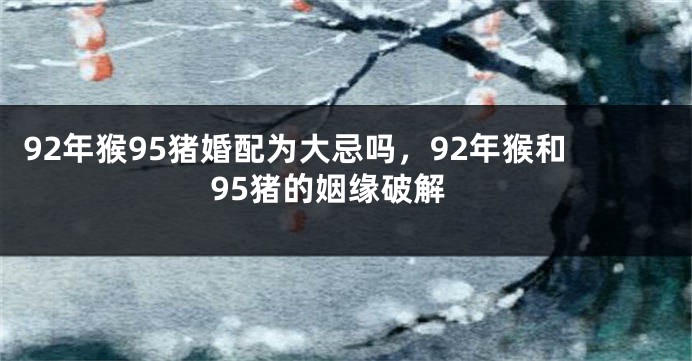 92年猴95猪婚配为大忌吗，92年猴和95猪的姻缘破解