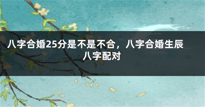 八字合婚25分是不是不合，八字合婚生辰八字配对