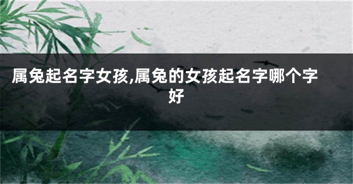 属兔起名字女孩,属兔的女孩起名字哪个字好