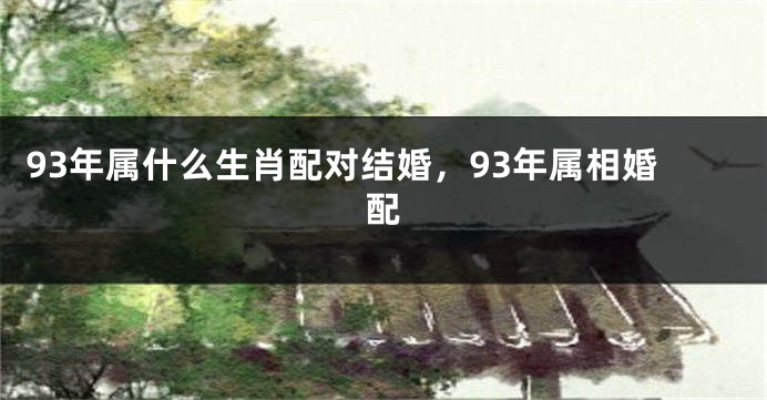 93年属什么生肖配对结婚，93年属相婚配