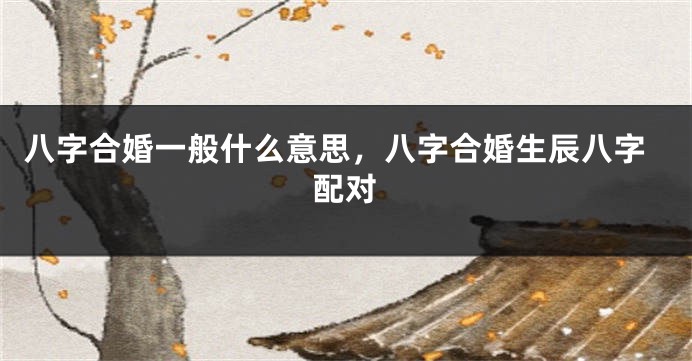 八字合婚一般什么意思，八字合婚生辰八字配对