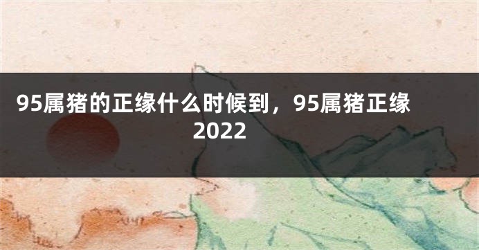 95属猪的正缘什么时候到，95属猪正缘2022