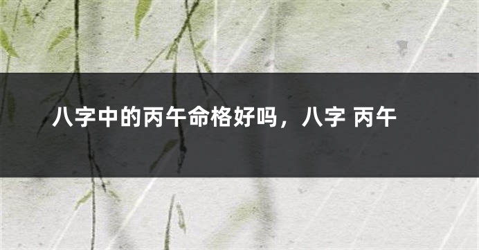 八字中的丙午命格好吗，八字 丙午