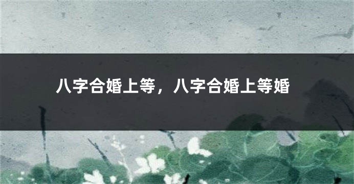 八字合婚上等，八字合婚上等婚