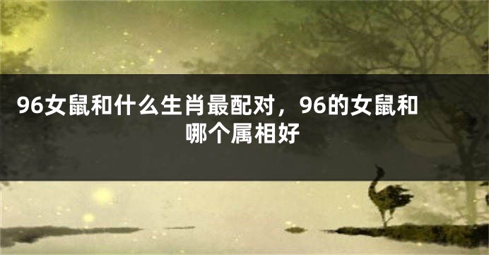 96女鼠和什么生肖最配对，96的女鼠和哪个属相好