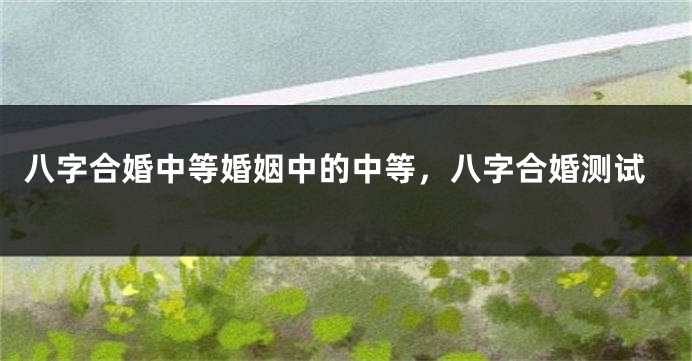八字合婚中等婚姻中的中等，八字合婚测试