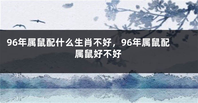 96年属鼠配什么生肖不好，96年属鼠配属鼠好不好