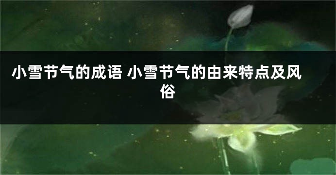 小雪节气的成语 小雪节气的由来特点及风俗