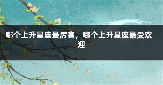 哪个上升星座最厉害，哪个上升星座最受欢迎