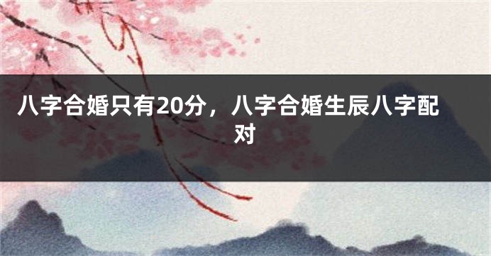 八字合婚只有20分，八字合婚生辰八字配对