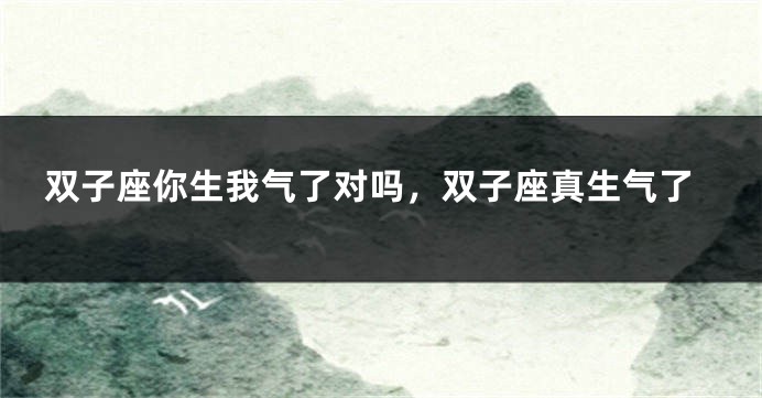 双子座你生我气了对吗，双子座真生气了