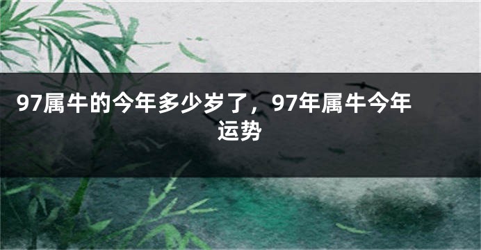 97属牛的今年多少岁了，97年属牛今年运势