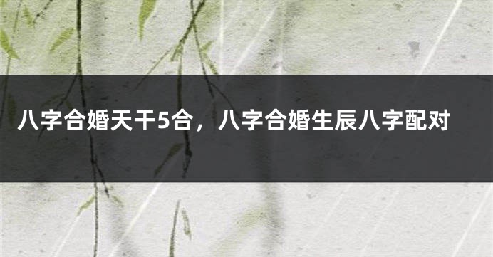 八字合婚天干5合，八字合婚生辰八字配对