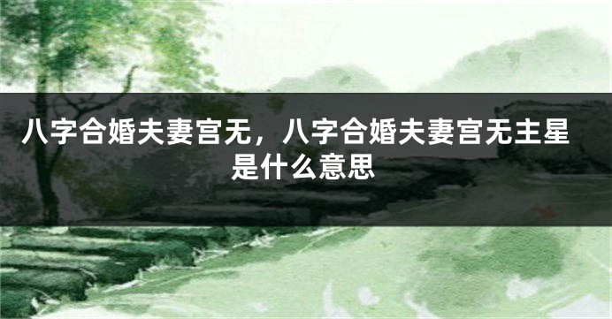 八字合婚夫妻宫无，八字合婚夫妻宫无主星是什么意思