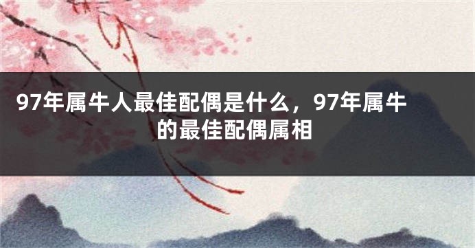 97年属牛人最佳配偶是什么，97年属牛的最佳配偶属相