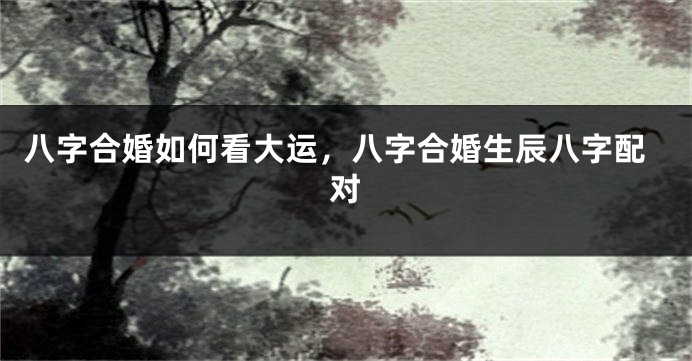 八字合婚如何看大运，八字合婚生辰八字配对