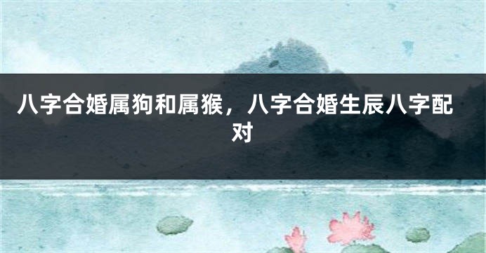 八字合婚属狗和属猴，八字合婚生辰八字配对