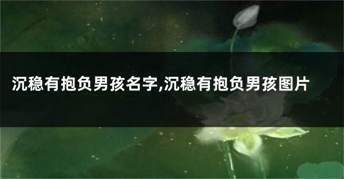沉稳有抱负男孩名字,沉稳有抱负男孩图片