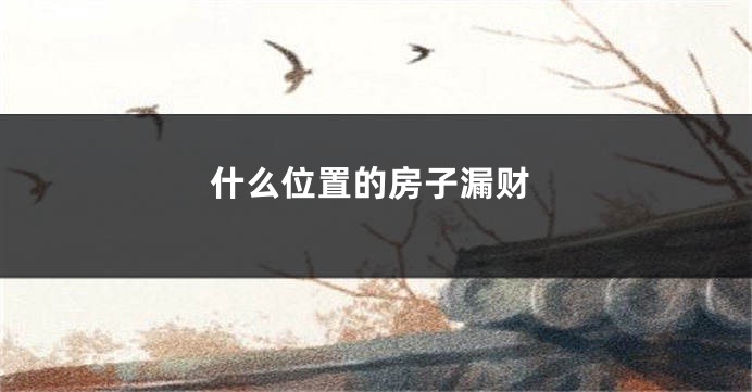 什么位置的房子漏财