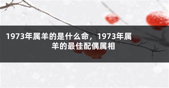 1973年属羊的是什么命，1973年属羊的最佳配偶属相