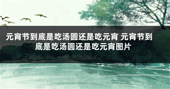 元宵节到底是吃汤圆还是吃元宵 元宵节到底是吃汤圆还是吃元宵图片