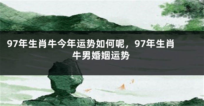 97年生肖牛今年运势如何呢，97年生肖牛男婚姻运势