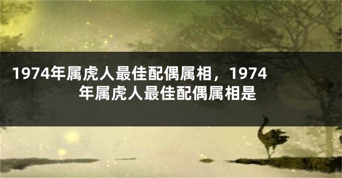 1974年属虎人最佳配偶属相，1974年属虎人最佳配偶属相是