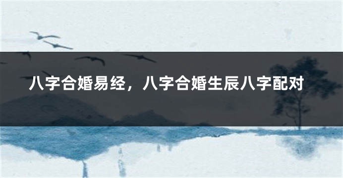 八字合婚易经，八字合婚生辰八字配对