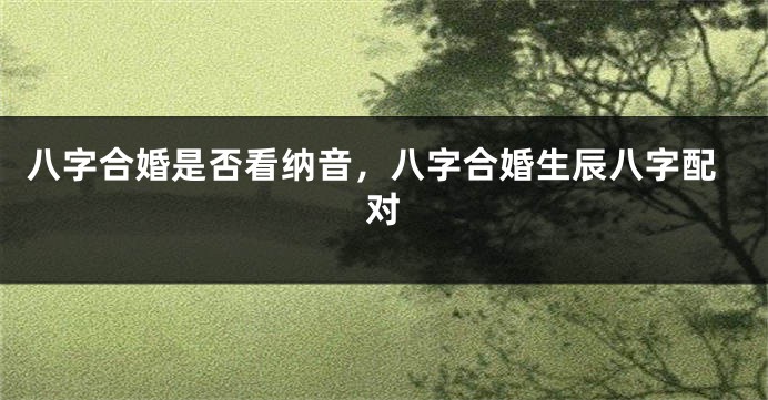 八字合婚是否看纳音，八字合婚生辰八字配对