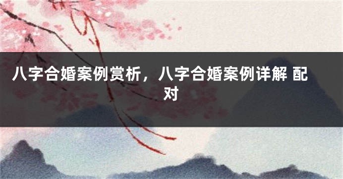 八字合婚案例赏析，八字合婚案例详解 配对