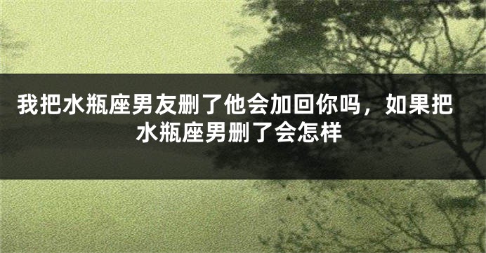 我把水瓶座男友删了他会加回你吗，如果把水瓶座男删了会怎样