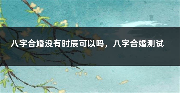 八字合婚没有时辰可以吗，八字合婚测试