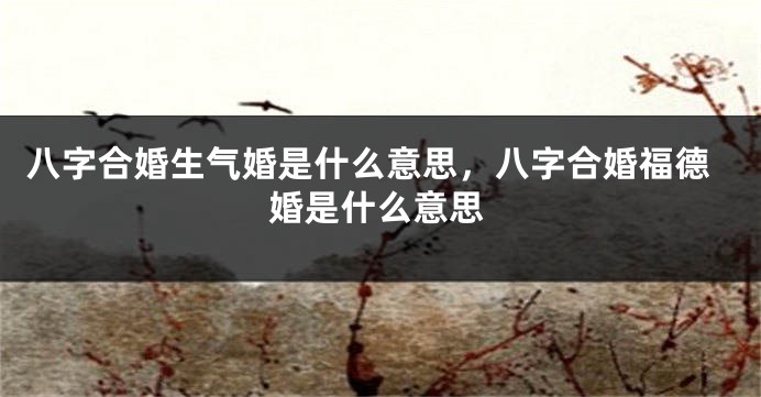 八字合婚生气婚是什么意思，八字合婚福德婚是什么意思