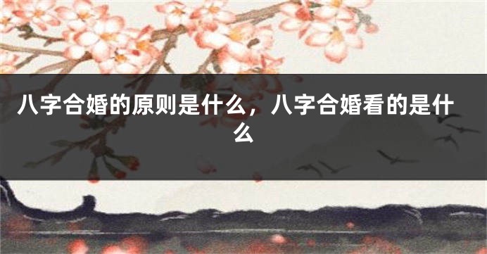 八字合婚的原则是什么，八字合婚看的是什么