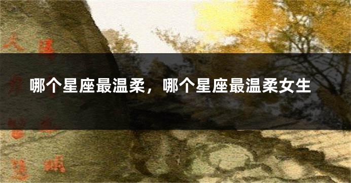哪个星座最温柔，哪个星座最温柔女生