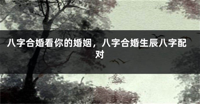 八字合婚看你的婚姻，八字合婚生辰八字配对