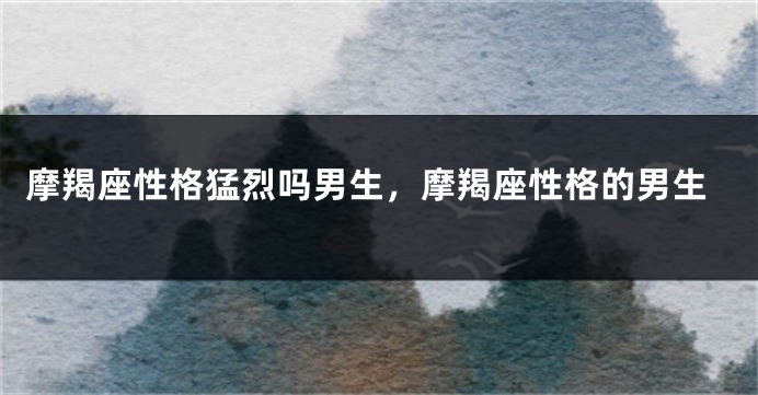 摩羯座性格猛烈吗男生，摩羯座性格的男生