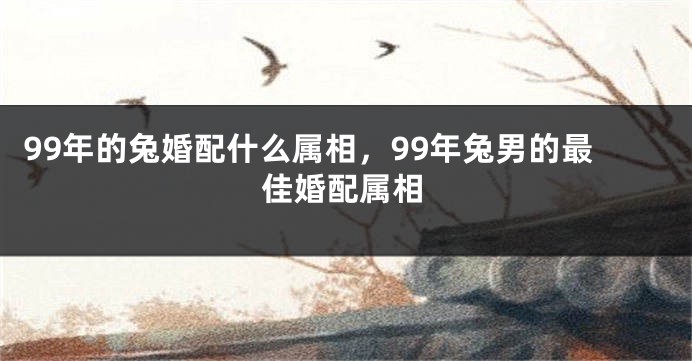 99年的兔婚配什么属相，99年兔男的最佳婚配属相