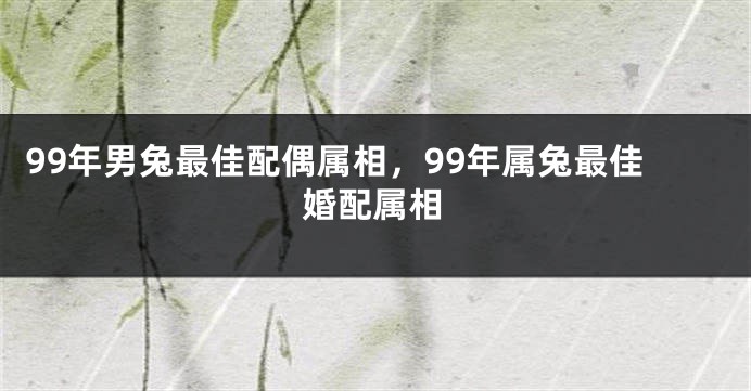 99年男兔最佳配偶属相，99年属兔最佳婚配属相