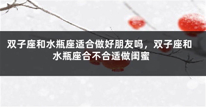双子座和水瓶座适合做好朋友吗，双子座和水瓶座合不合适做闺蜜