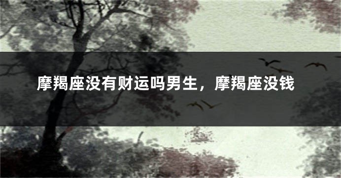 摩羯座没有财运吗男生，摩羯座没钱