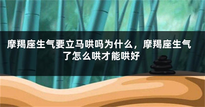 摩羯座生气要立马哄吗为什么，摩羯座生气了怎么哄才能哄好