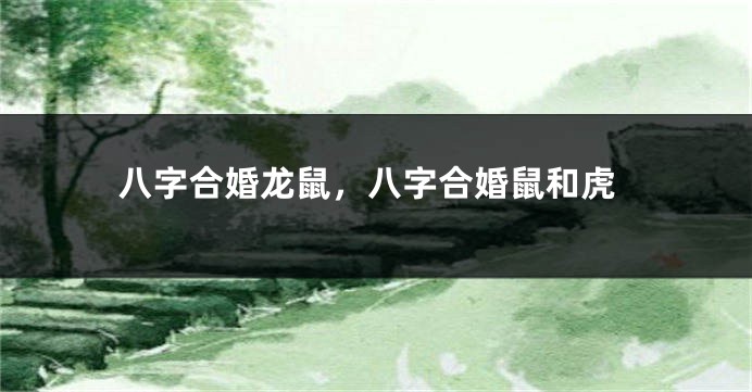八字合婚龙鼠，八字合婚鼠和虎