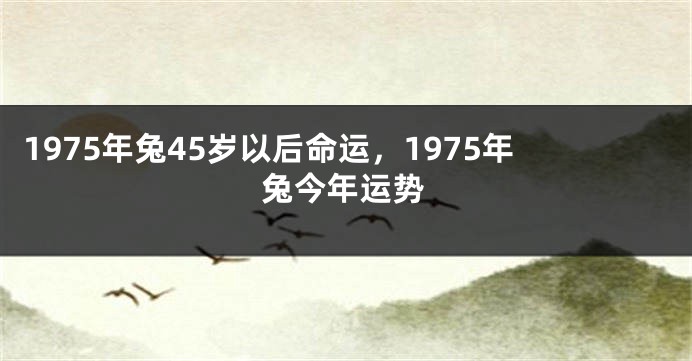 1975年兔45岁以后命运，1975年兔今年运势