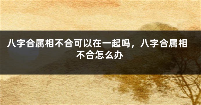 八字合属相不合可以在一起吗，八字合属相不合怎么办